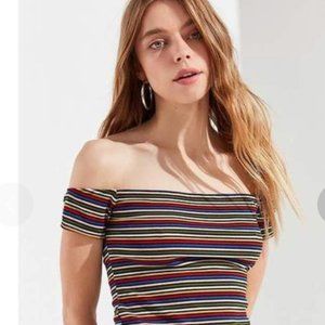 Urban Outfitters Rainbow Striped Rib Tee